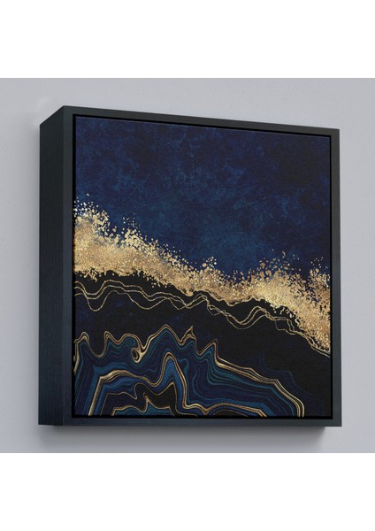 Çerçeveli Lacivert ve Gold'un Mükemmel Uyumu Mermer Görünümlü Modern Kanvas TABLO-5065 modelleri