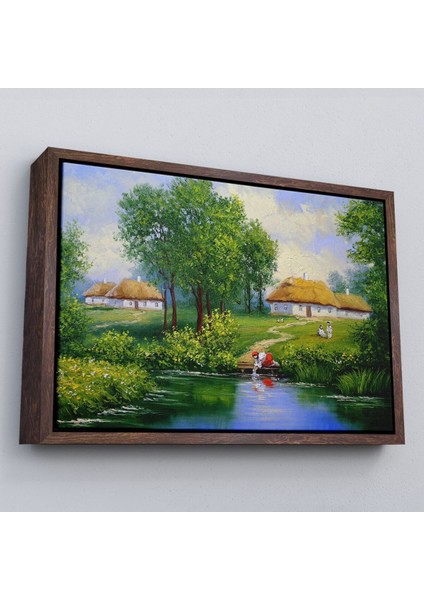 Çerçeveli Akarsudan Su Dolduran Kadın Yağlıboya Görünüm Dekoratif Kanvas Duvar TABLOSU-3551 fiyatları