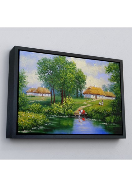 Çerçeveli Akarsudan Su Dolduran Kadın Yağlıboya Görünüm Dekoratif Kanvas Duvar TABLOSU-3551 fırsatları