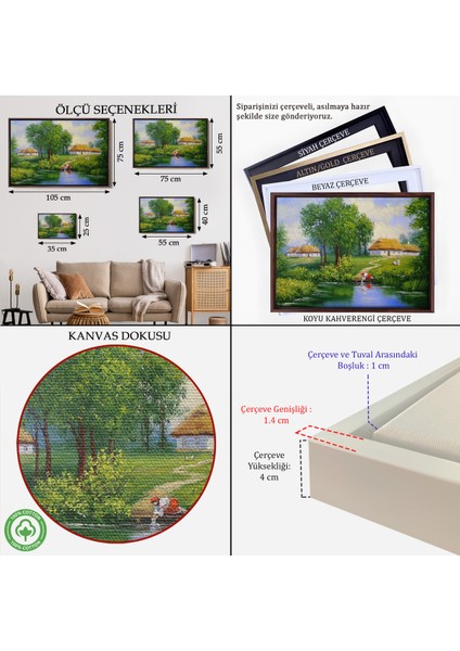 Çerçeveli Akarsudan Su Dolduran Kadın Yağlıboya Görünüm Dekoratif Kanvas Duvar TABLOSU-3551 indirimleri