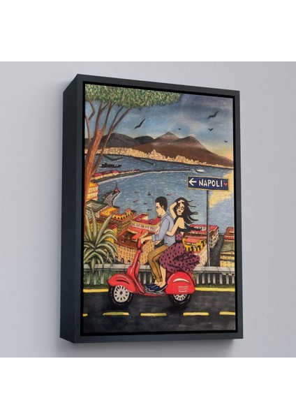 Çerçeveli Napoli De Motorlu Aşıklar TABLOSU-7894 modelleri