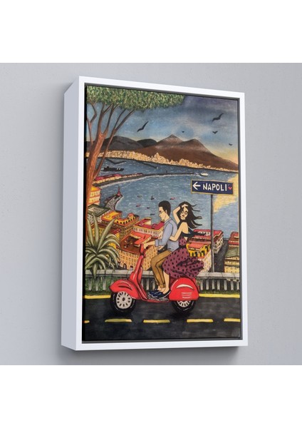 Çerçeveli Napoli De Motorlu Aşıklar TABLOSU-7894 fırsatları
