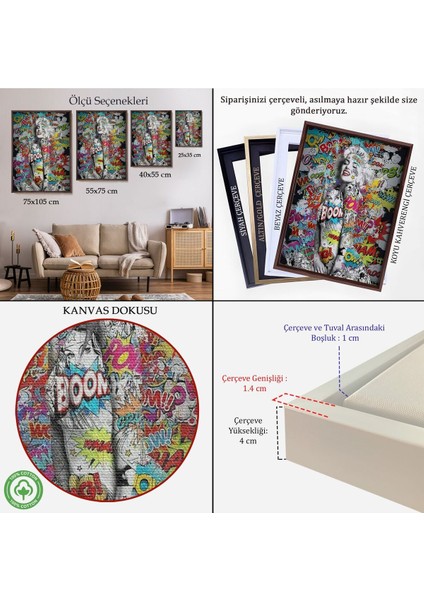 Çerçeveli Graffiti , Renkli Kanvas TABLO-5307 indirimleri