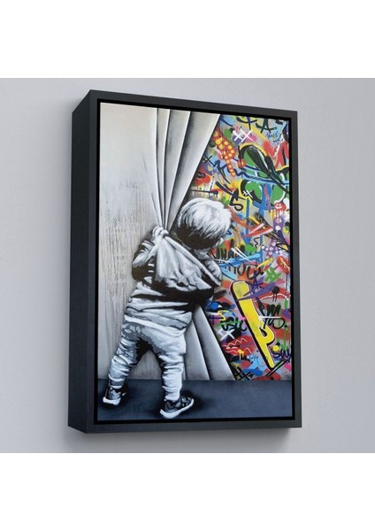 Çerçeveli Bansky Tarzı Sokak Sanatı Dekoratif Duvar Tablosu -6168 modelleri