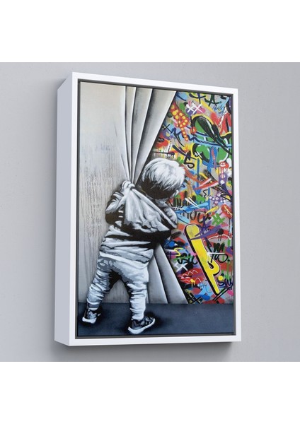 Çerçeveli Bansky Tarzı Sokak Sanatı Dekoratif Duvar Tablosu -6168 fırsatları