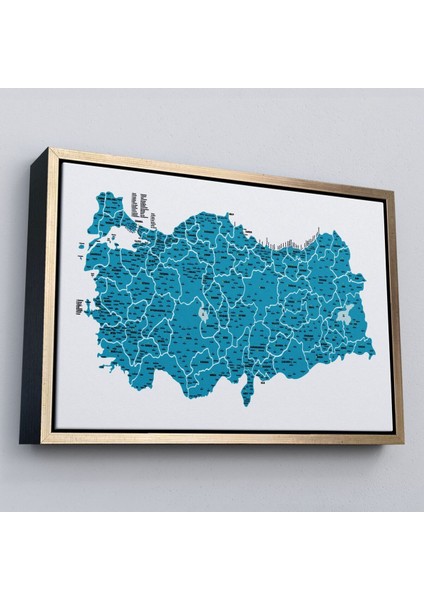 Çerçeveli Türkiye Haritası Kanvas Tablo Il ve Ilçeli Ayrıntılı Eğitici Dekoratif TABLO-3031 fiyatları