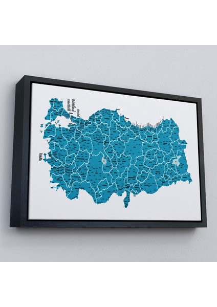 Çerçeveli Türkiye Haritası Kanvas Tablo Il ve Ilçeli Ayrıntılı Eğitici Dekoratif TABLO-3031 modelleri