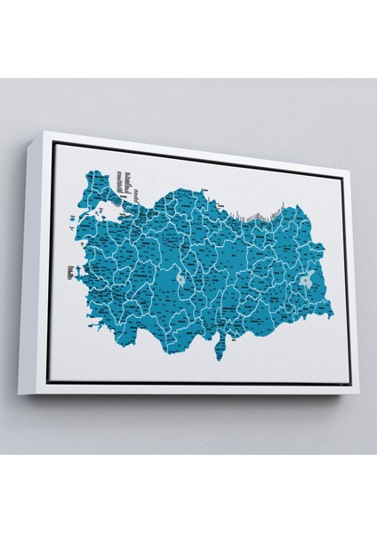 Çerçeveli Türkiye Haritası Kanvas Tablo Il ve Ilçeli Ayrıntılı Eğitici Dekoratif TABLO-3031 fırsatları