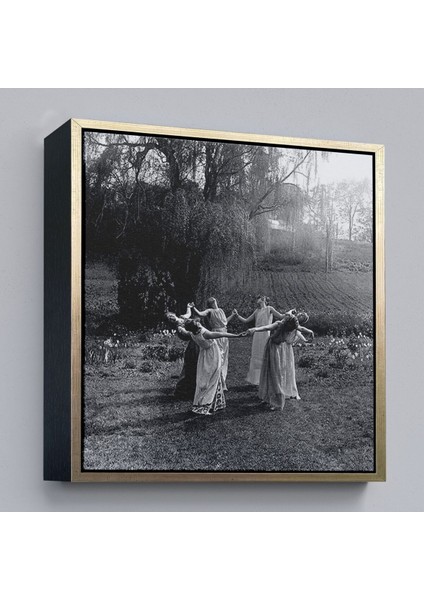 Çerçeveli Vintage Kadınlar Dans Ediyor Kanvas Tablo, Gotik Ev Dekorasyonu, Ritüel Daire DANSI-5334