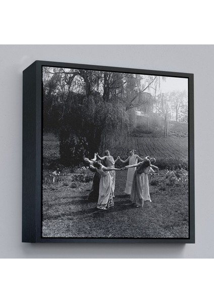 Çerçeveli Vintage Kadınlar Dans Ediyor Kanvas Tablo, Gotik Ev Dekorasyonu, Ritüel Daire DANSI-5334 modelleri