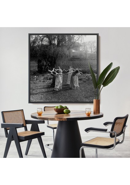 Çerçeveli Vintage Kadınlar Dans Ediyor Kanvas Tablo, Gotik Ev Dekorasyonu, Ritüel Daire DANSI-5334