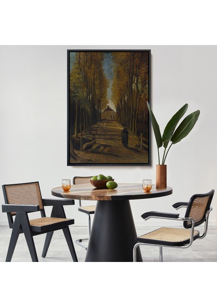 Çerçeveli Vincent Van Gogh - Sonbaharda Kavaklı Yol Tablo - Avenue Of Poplars In AUTUMN-7473
