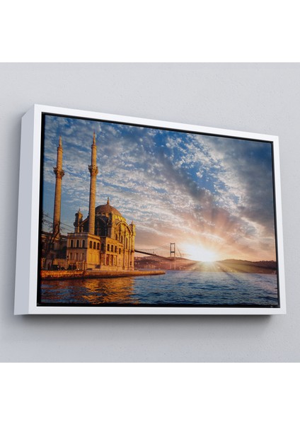 Çerçeveli Ortaköy Camii ve Boğaziçi Köprüsü Manzarası Dekoratif Kanvas TABLO-6504 fırsatları