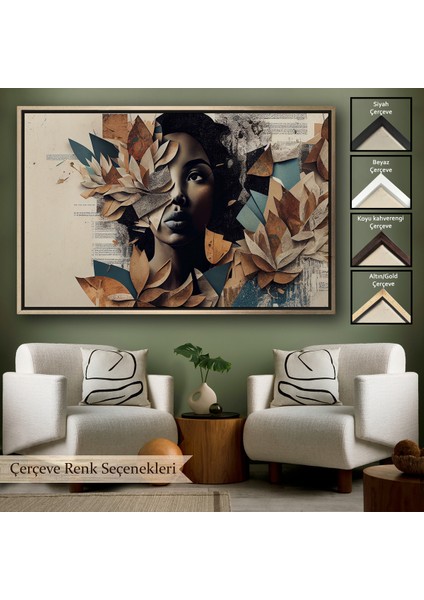 Çerçeveli Çiçek Detaylı Kadın TABLOSU-7260