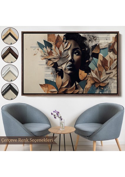 Çerçeveli Çiçek Detaylı Kadın TABLOSU-7260