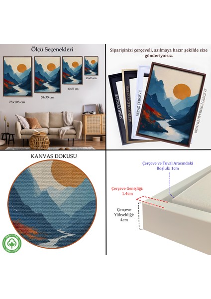 Çerçeveli Dağların Arasındaki Güneş Manzarası TABLO-7580 indirimleri