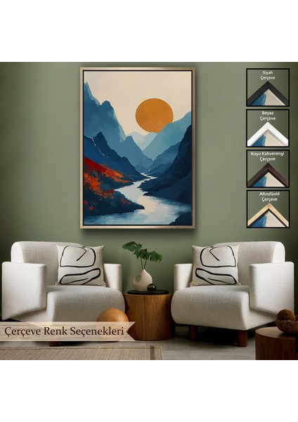 Çerçeveli Dağların Arasındaki Güneş Manzarası TABLO-7580