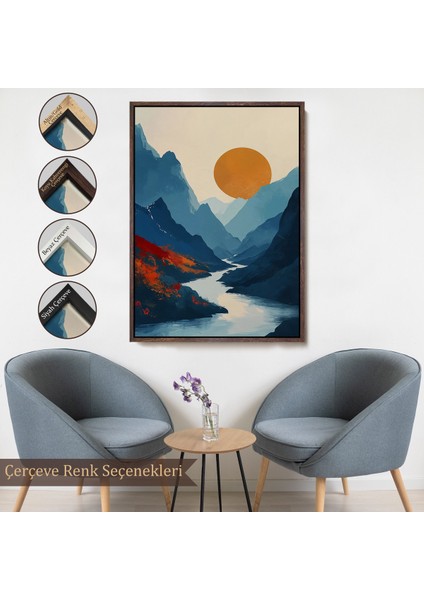 Çerçeveli Dağların Arasındaki Güneş Manzarası TABLO-7580