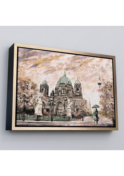 Çerçeveli Berlin Sephora Katedrali Yağlıboya Görünüm Dekoratif Kanvas Duvar TABLOSU-3501