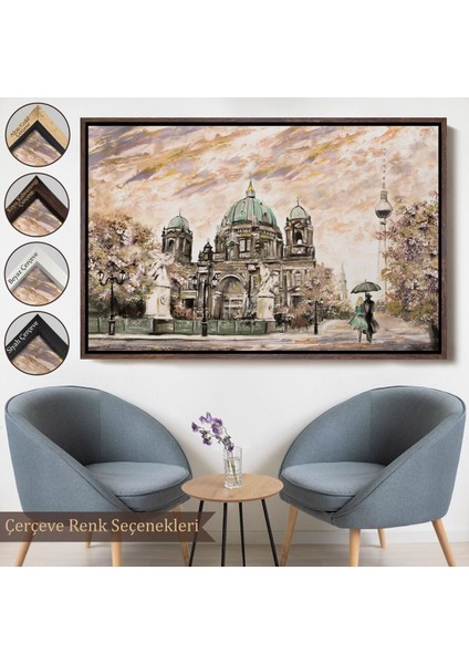 Çerçeveli Berlin Sephora Katedrali Yağlıboya Görünüm Dekoratif Kanvas Duvar TABLOSU-3501