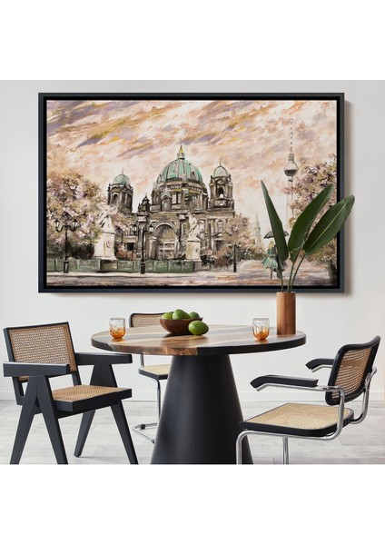 Çerçeveli Berlin Sephora Katedrali Yağlıboya Görünüm Dekoratif Kanvas Duvar TABLOSU-3501