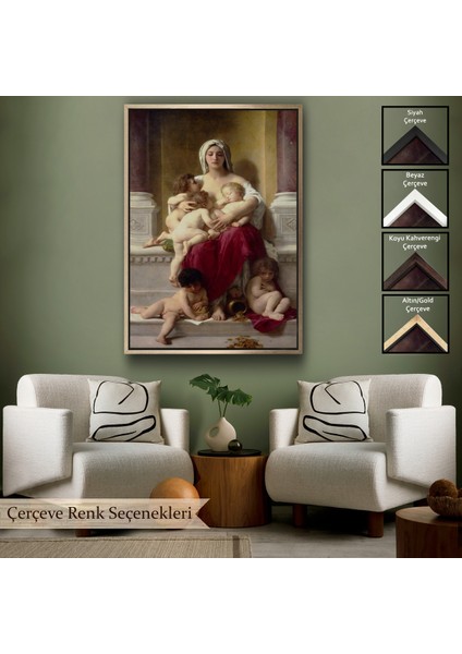 Çerçeveli Yetiştirme Yurdundaki Kadın ve Çocuklar Duvar Tablosu William-Adolphe BOUGUEREAU-6147