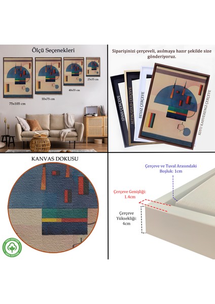 Çerçeveli Vasiliy Kandinsky - Sakin TABLOSU-7486 indirimleri