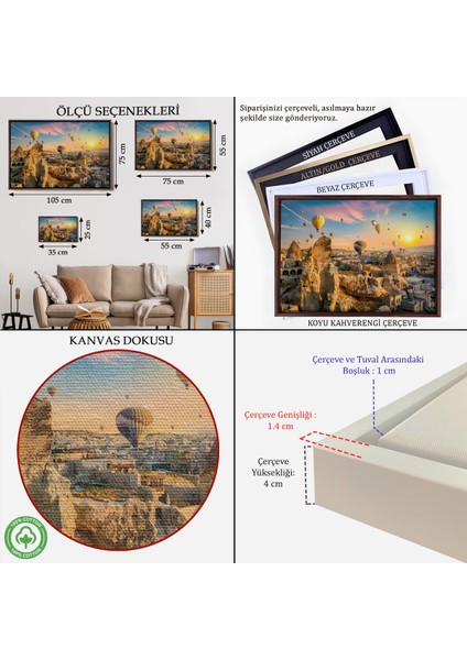 Çerçeveli Göreme Kapadokya Manzarası Duvar TABLOSU-1245 indirimleri