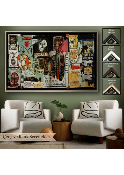 Çerçeveli Jean Michel Basquiat Notary Kanvas TABLO-5002
