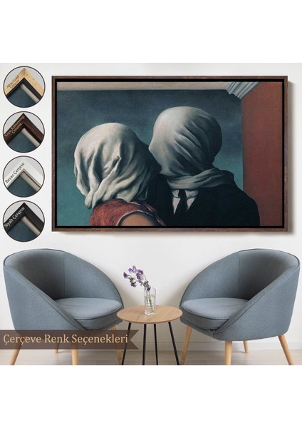 Çerçeveli Rene Magritte The Lovers TABLOSU-5161