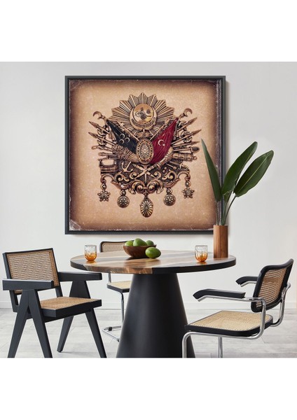 Çerçeveli Osmanlı Tuğrası Dekoratif Kanvas TABLO-5804