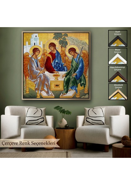 Çerçeveli Andrei Rublev Tarafından Kutsal Üçleme Kanvas Tablo, Hristiyan Kilise HEDIYESI-5327