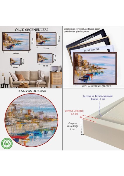 Çerçeveli Mykonos Limanı Duvar TABLOSU-1209 indirimleri