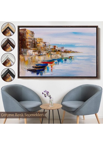 Çerçeveli Mykonos Limanı Duvar TABLOSU-1209