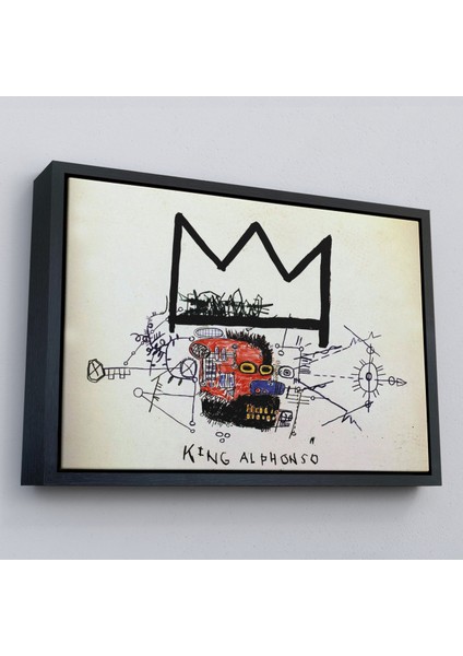 Çerçeveli Jean Michel Basquiat'in Kral Alphonso Isimli Eseri Kanvas TABLO-5015 modelleri