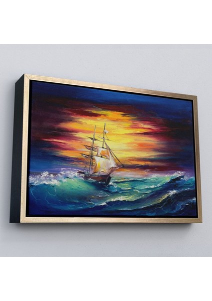 Çerçeveli Büyük Dalgalı Okyanusdaki Yelkenli Duvar TABLOSU-3491 modelleri
