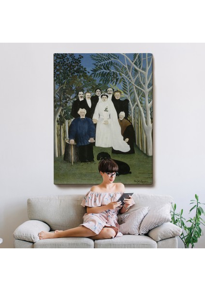 Çerçeveli Henri Emilien Rousseau - Düğün Partisi Tablosu - The Wedding PARTY-7436