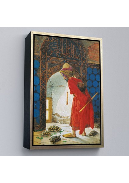 Çerçeveli Osman Hamdi Bey'in Kaplunbağa Terbiyecisi Isimli Eseri Kanvas TABLO-5129