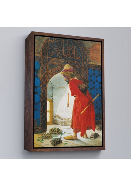 Çerçeveli Osman Hamdi Bey'in Kaplunbağa Terbiyecisi Isimli Eseri Kanvas TABLO-5129 fiyatları