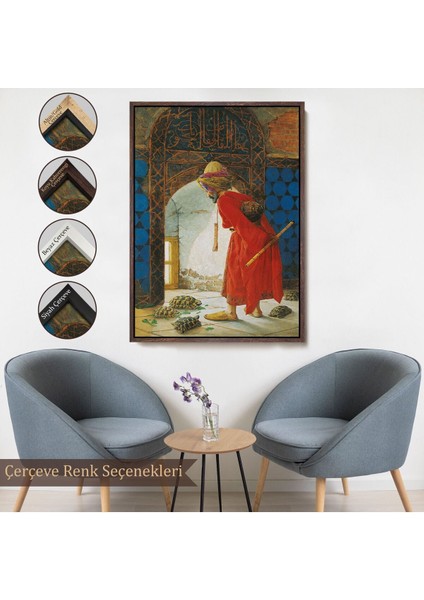 Çerçeveli Osman Hamdi Bey'in Kaplunbağa Terbiyecisi Isimli Eseri Kanvas TABLO-5129