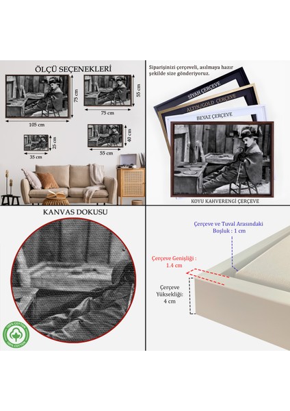Çerçeveli Charlie Chaplin TABLOSU-6619 indirimleri
