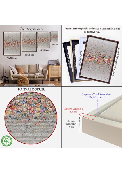 Çerçeveli Renkli Çiçekler Duvar TABLOSU-6085 indirimleri