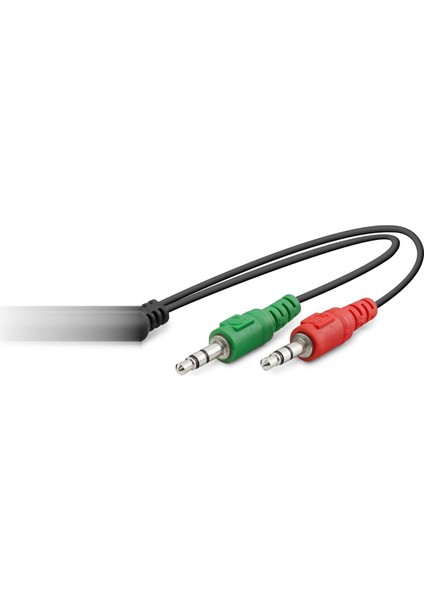 2 x 3.5 mm To 3.5 mm F Kablo 2lıne Mikrofon + Kulaklık 20CM Siyah HDX1053