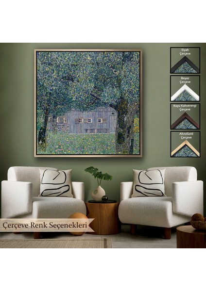 Çerçeveli Gustav Klimt'in Avusturya'daki Çiftlik Evi TABLOSU-8343