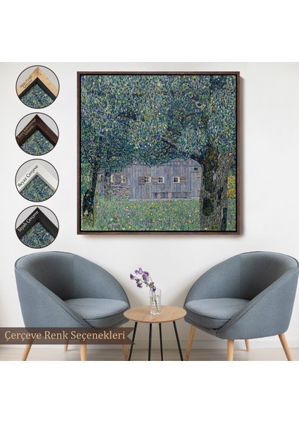 Çerçeveli Gustav Klimt'in Avusturya'daki Çiftlik Evi TABLOSU-8343