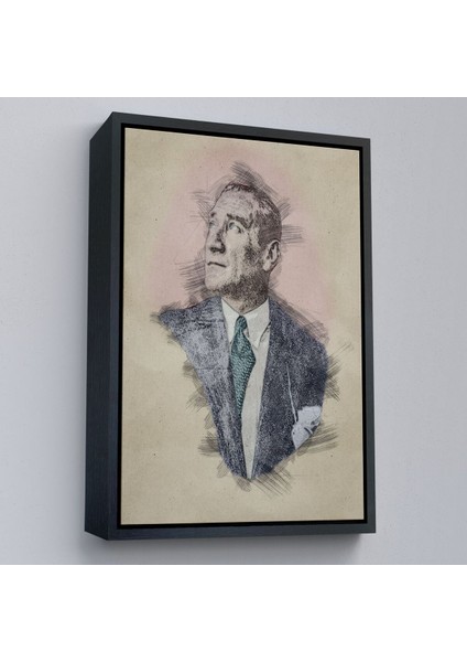Çerçeveli Mustafa Kemal Atatürk'ün Kalem Eskizi Portre Çizimi Dekoratif Kanvas Tablo-80 fırsatları