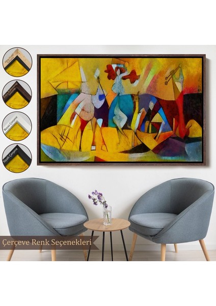 Çerçeveli Modern Tarz Soyut Yağlıboya Görünüm Dekoratif Kanvas Duvar TABLOSU-3522