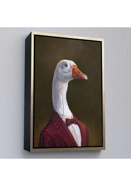 Çerçeveli Gözlüklü Insan Vücutlu Kaz Pop Art Kanvas TABLO-5245