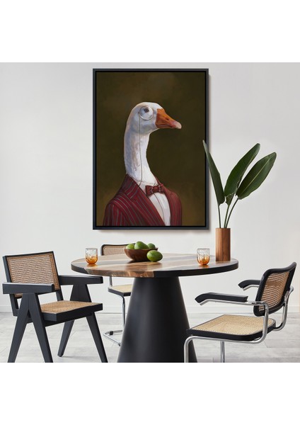 Çerçeveli Gözlüklü Insan Vücutlu Kaz Pop Art Kanvas TABLO-5245