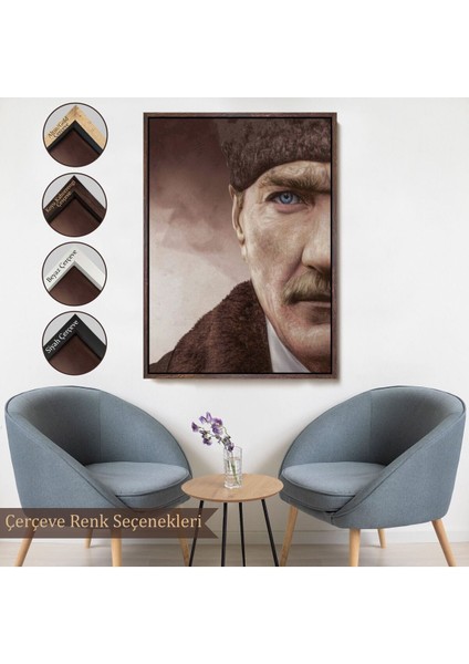 Çerçeveli Mustafa Kemal Atatürk Dekoratif Duvar Tablosu -6166